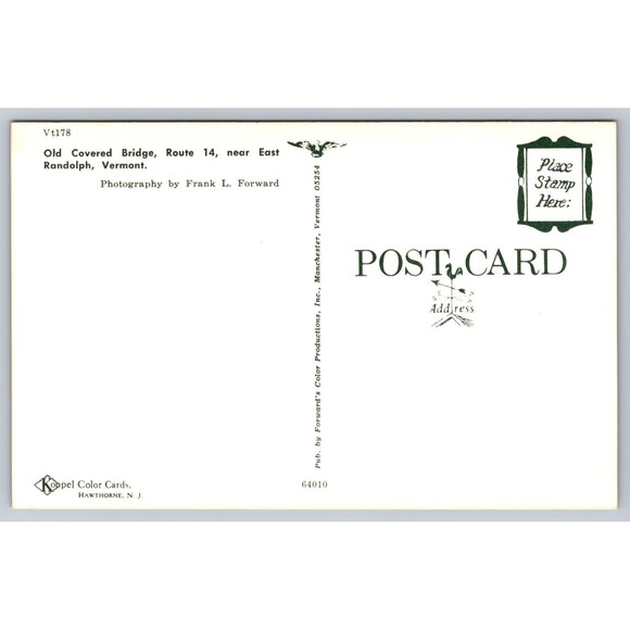 Postcard Vermont Randolph Old Covered Bridge Woman Vintage c1960s VT Unposted - Picture 2 of 2